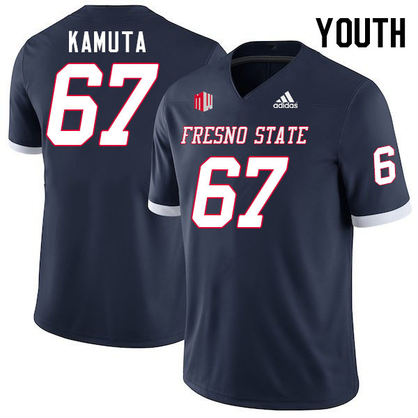 Youth #67 Ponafatu Kamuta Fresno State Bulldogs College Football Jerseys Stitched-Navy